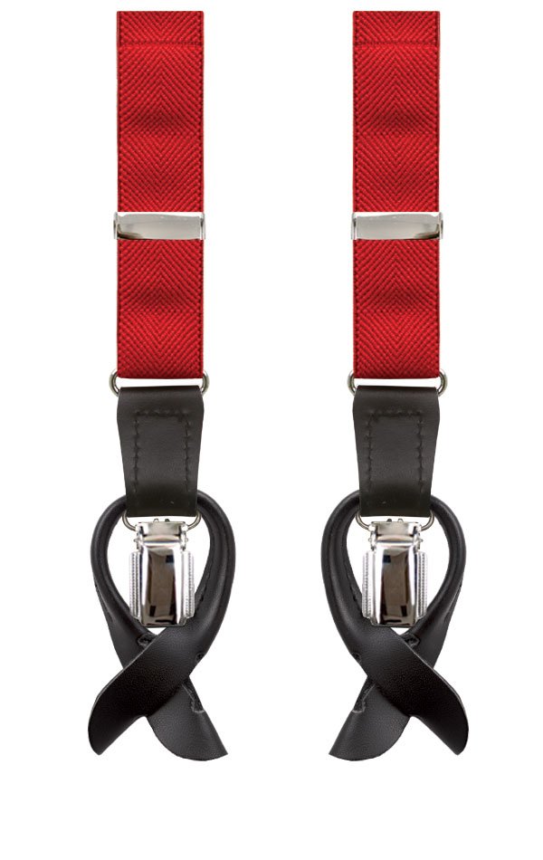 Dobell Luxury Slim 2-in-1 Red Braces - 25mm from Dobell