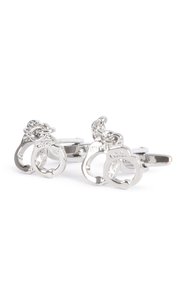 Silver Coloured Handcuffs Cufflinks from Dobell