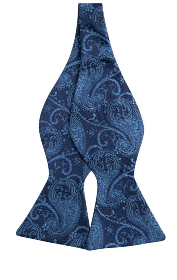 Blue Paisley Silk Bow Tie (Pre-Tied & Self-Tie) | Dobell