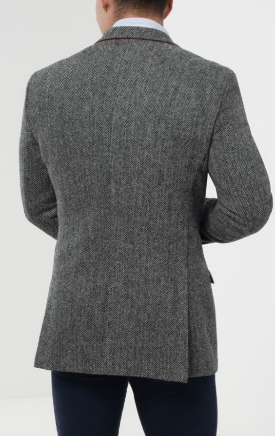Harris Tweed Grey Herringbone Tweed Jacket | Dobell