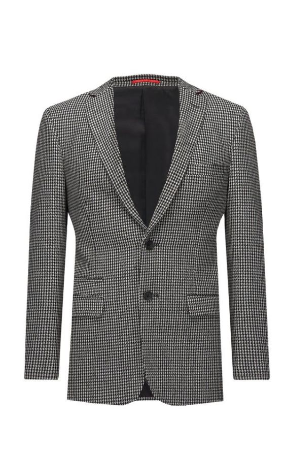 Dobell Black White Dogtooth Tweed Slim Fit Jacket Dobell