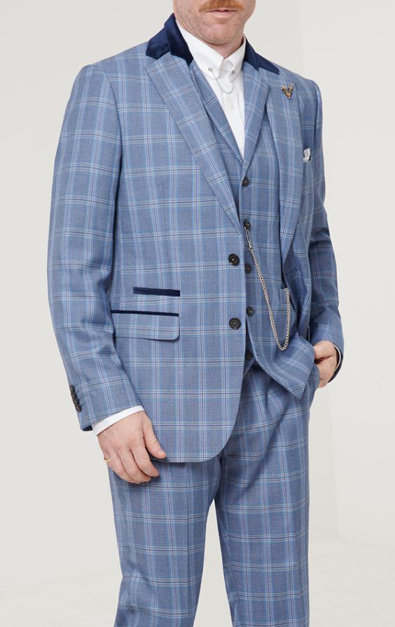 Light blue velvet outlet suit