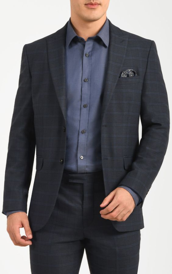 Long navy outlet jacket for wedding