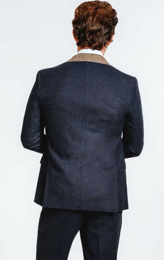 Navy donegal 2024 tweed suit