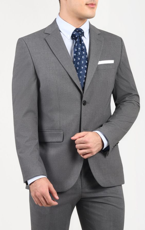 Dobell Grey Slim Fit Suit Jacket