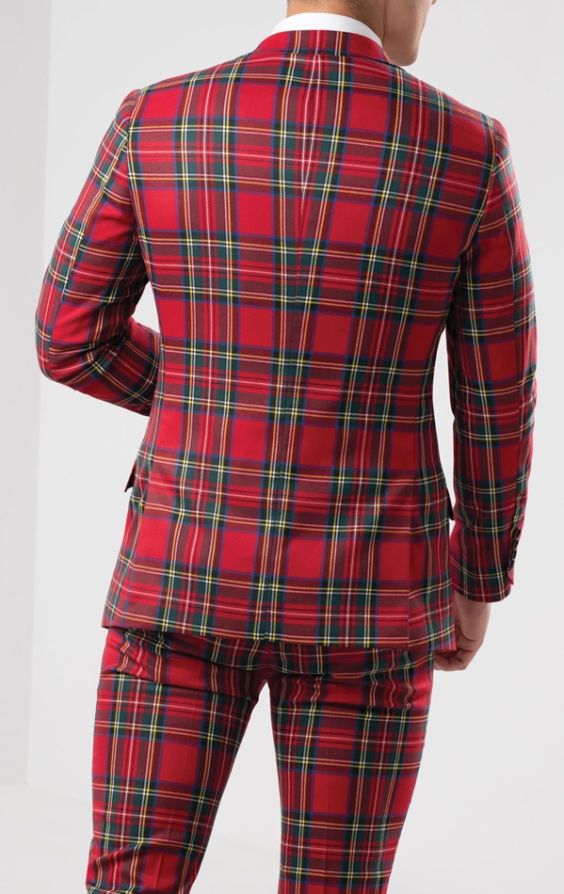 Red plaid suit on sale jacket