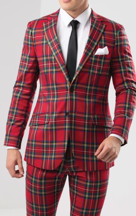 Red tartan suit jacket