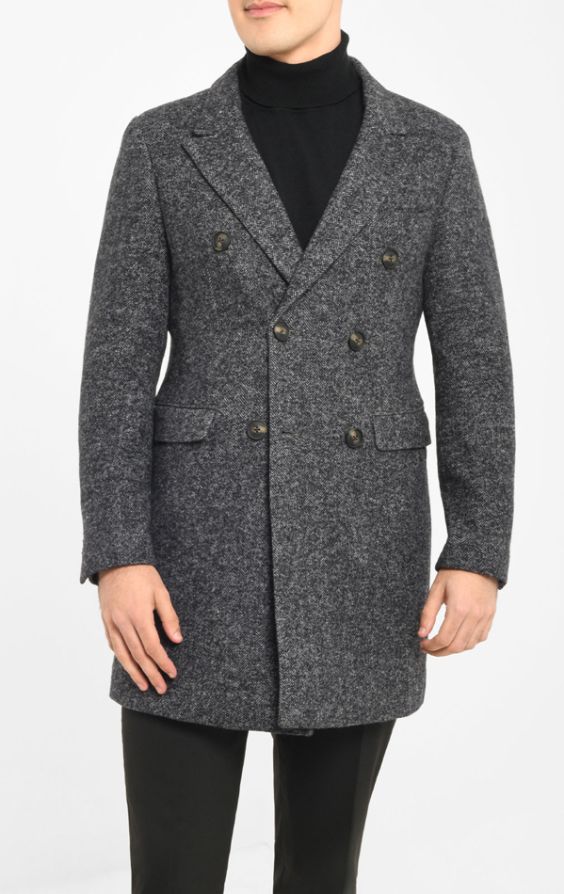 Herringbone double store breasted overcoat