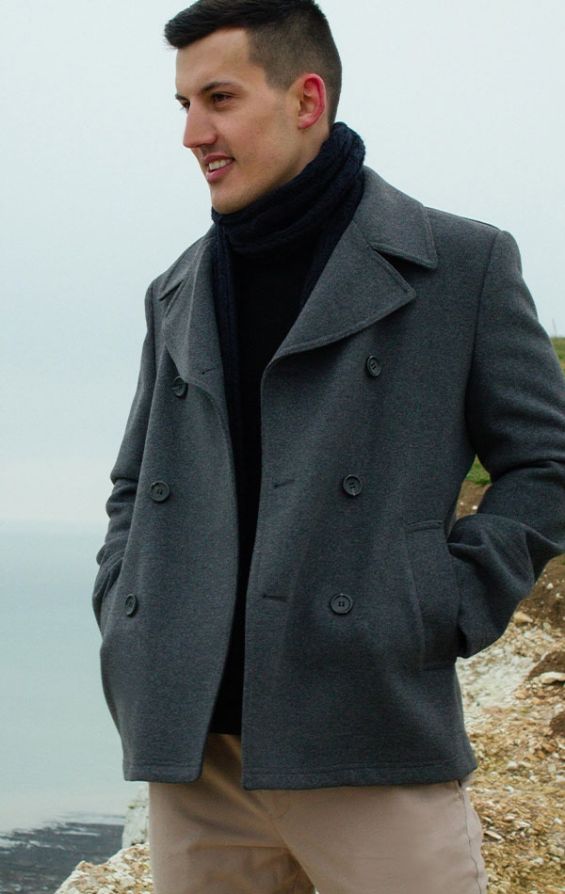 Mens hot sale charcoal peacoat