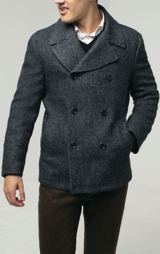 Mens tweed 2025 pea coat