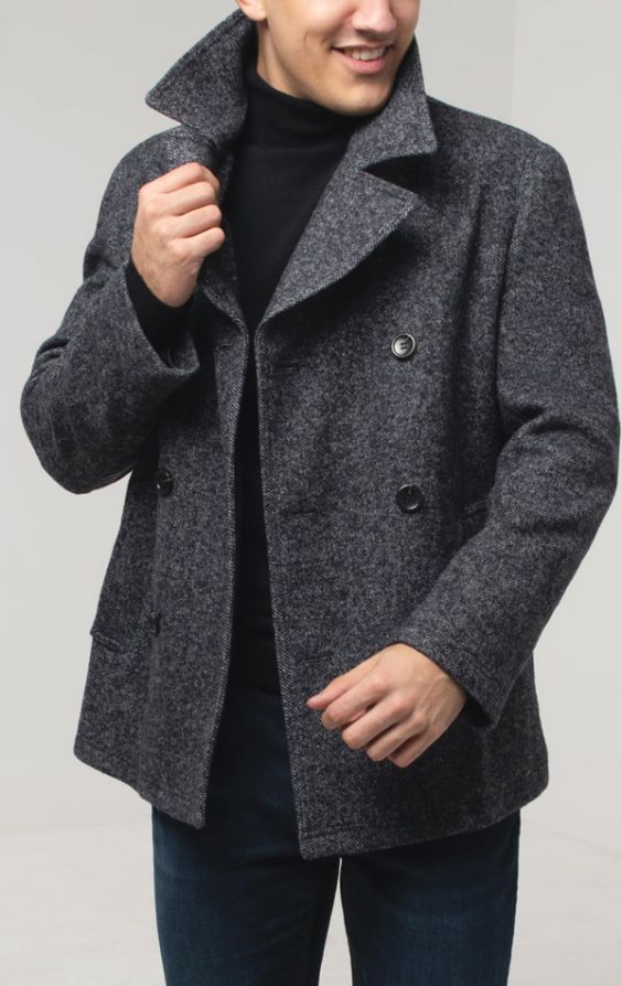 Mens tweed 2025 pea coat