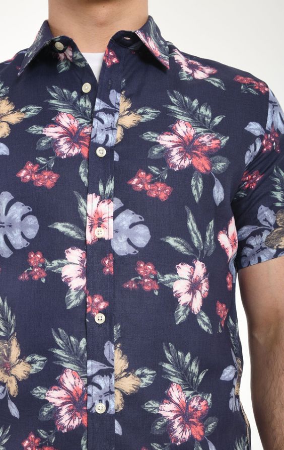 mens navy floral shirt