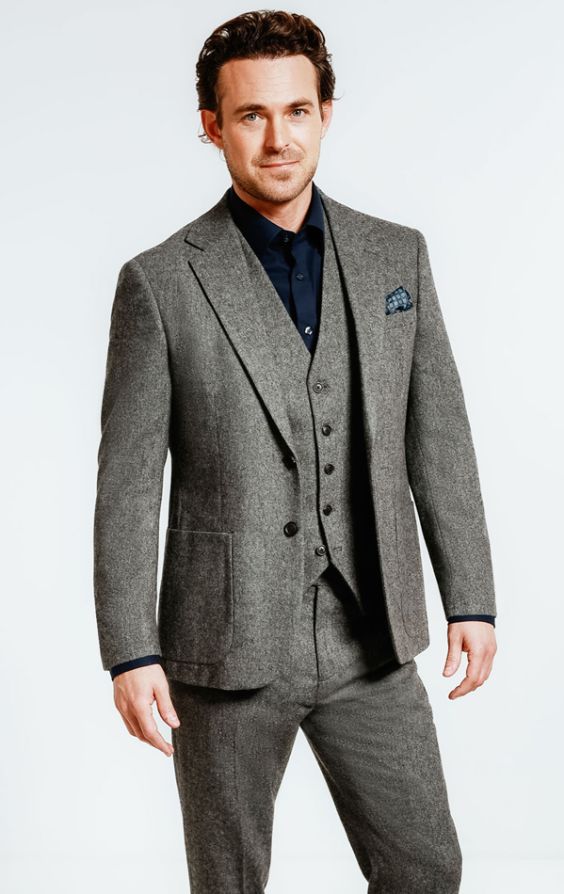 Grey tweed clearance 3 piece suit