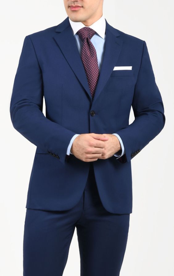 Dobell Blue Slim Suit Dobell