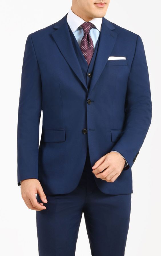 Dobell Blue Slim 3 Piece Suit | Dobell