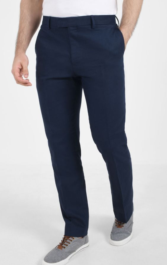 Dobell Navy Linen Trousers