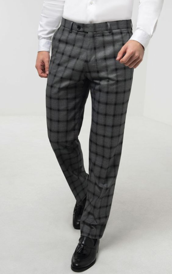 Mens checked trousers hot sale with stripe