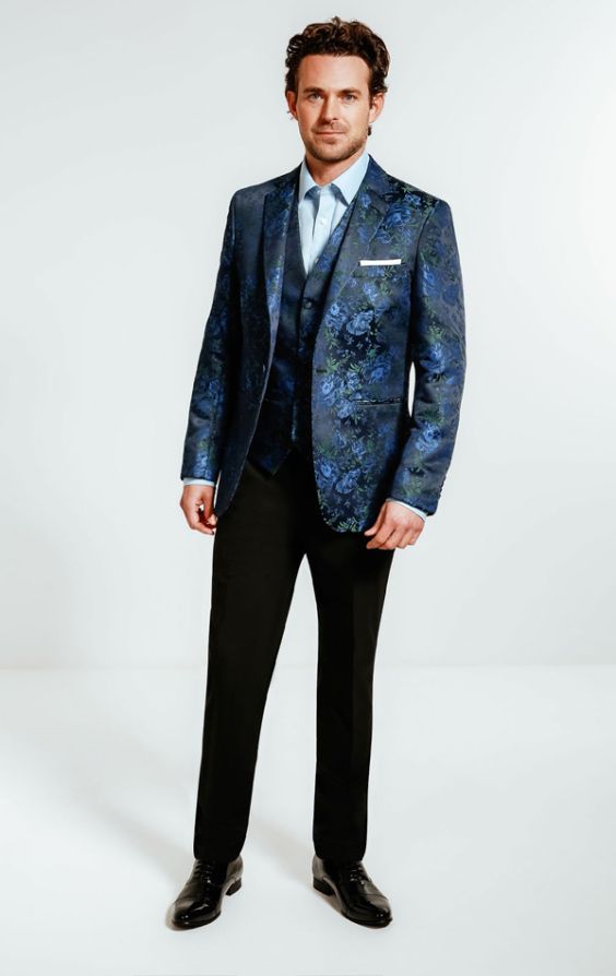 Blue floral outlet tuxedo jacket