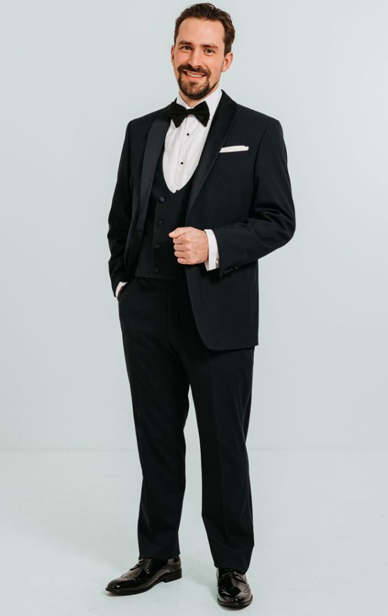 Dobell Navy Shawl Lapel 3 Piece Tuxedo | Dobell