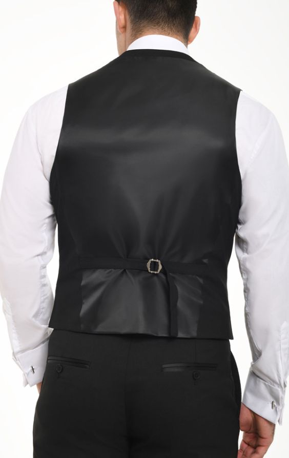 Dobell Black Double Breasted Tuxedo Waistcoat | Dobell