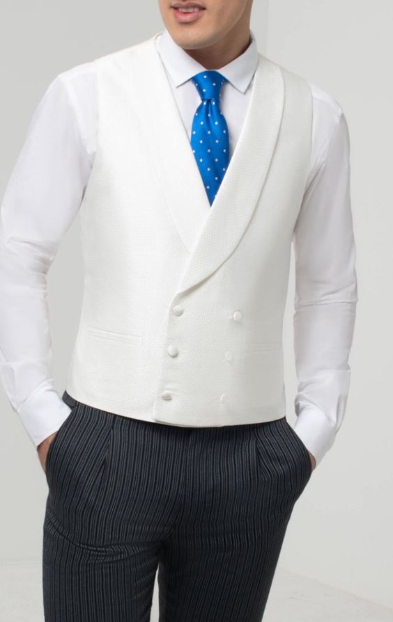 Ivory Patterned Double Breasted Shawl Lapel Waistcoat Dobell 5356