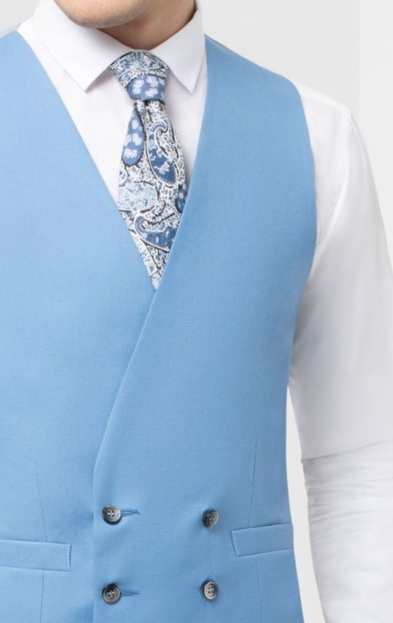 Light blue clearance double breasted waistcoat