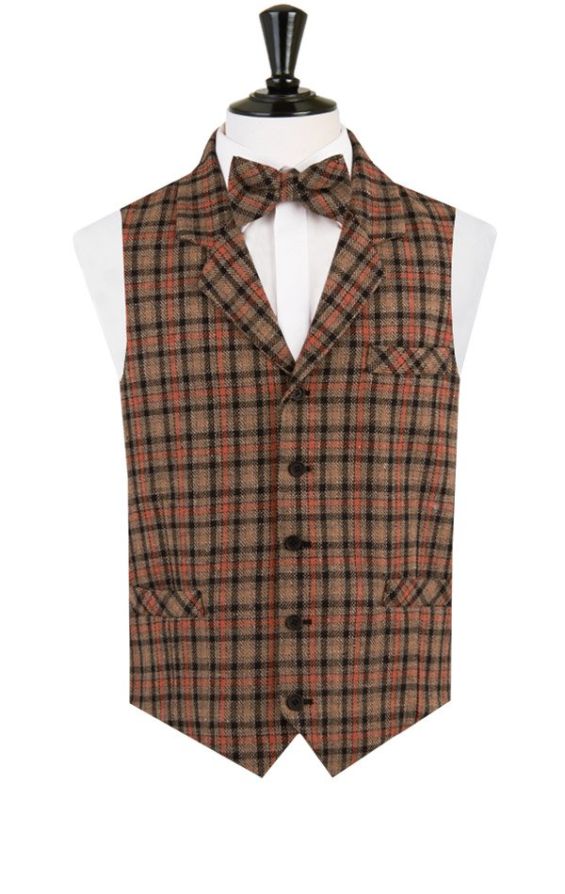 Orange 2024 tweed waistcoat