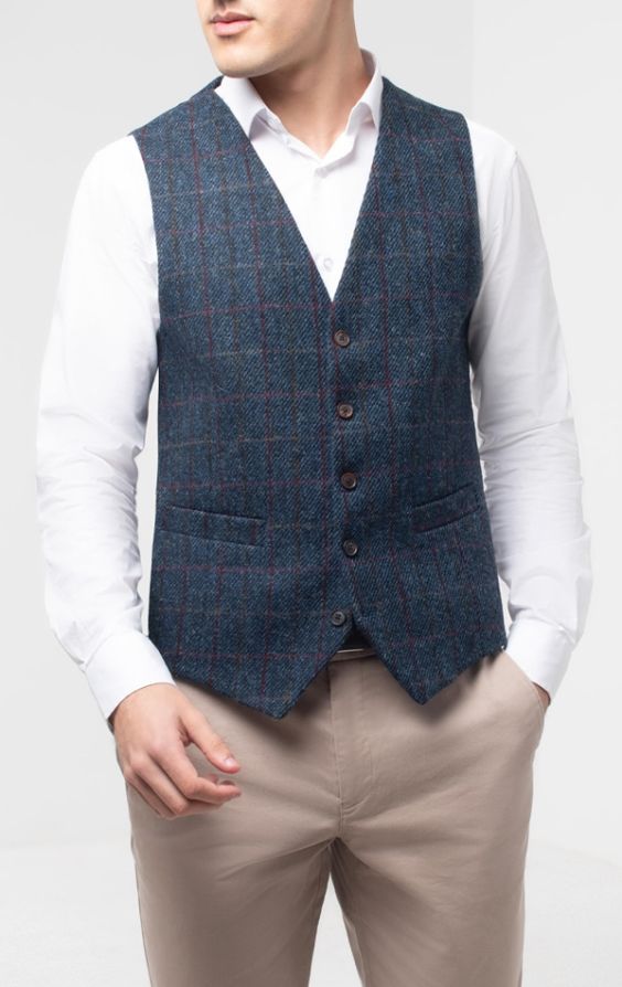 Blue harris sale tweed waistcoat