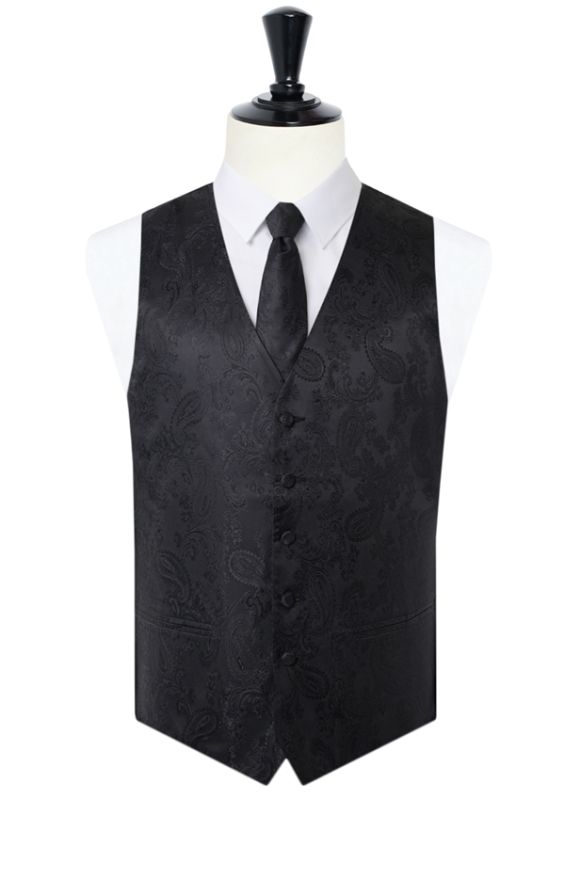 Dobell Black Paisley Waistcoat | Dobell