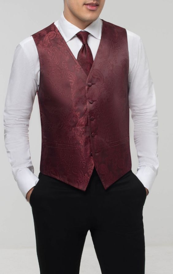 Burgundy paisley sale waistcoat