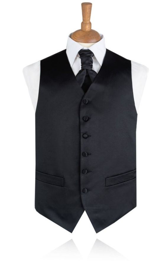 Black satin cheap waistcoat