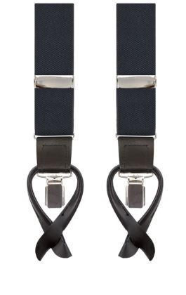 Dobell Luxury 2-in-1 Navy Blue Braces - 35mm