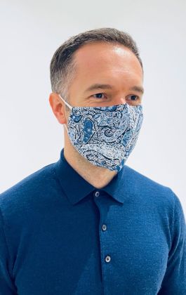 blue paisley face mask