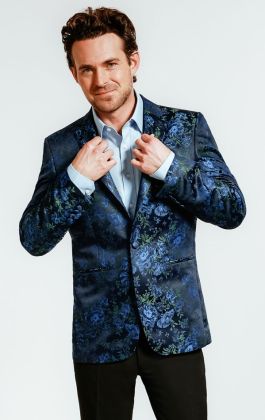 Blue floral suit outlet jacket