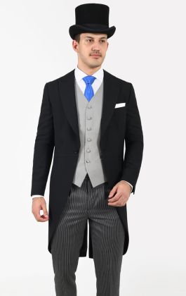 Wool Herringbone Morning Suit, Top Hat, Waistcoat, Dress Shirt & Tie ...