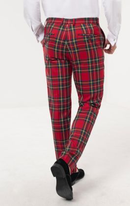 Mens red checkered on sale trousers