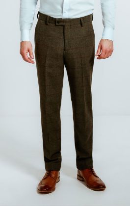 Dobell Green Windowpane Check Tweed Suit | Dobell