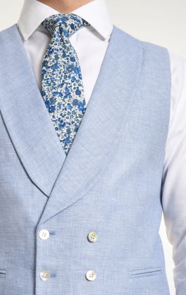 Dobell Light Blue Linen Suit