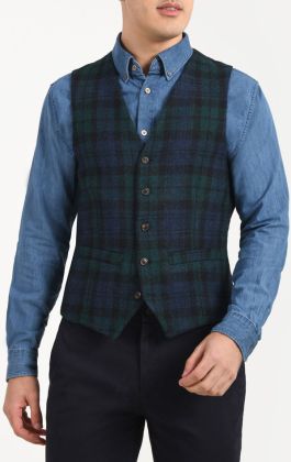 Mens black watch tartan on sale waistcoat